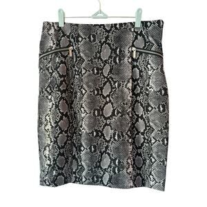 Michael Kors Women's Size 14 Snake Skin Pencil Skirt Knee Length Black Gray